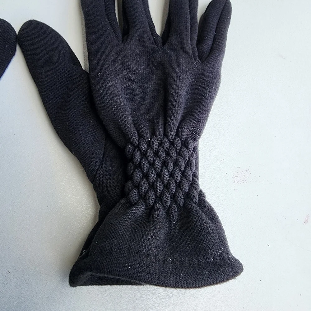 Womens OS Knitted Gloves Ladies Warm Fleece Lined Winter Glove Black